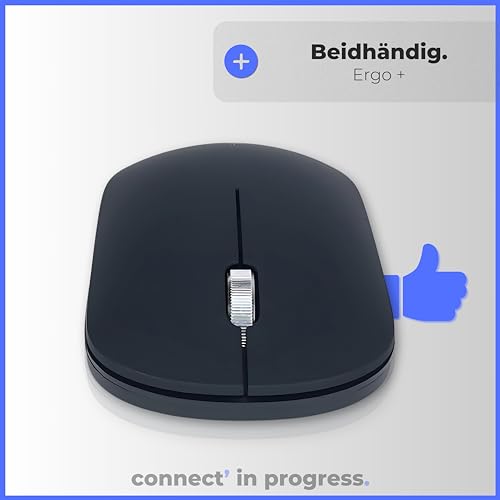 APM Kabellose Slim Maus, 2,4 GHz, Leise, USB-Empfänger, Beidhänding, Flach, 1200 DPI, Batterie Inklusive, Kompatibel mit PC Mac Laptop, 571171 Bild 5