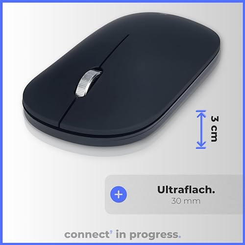 APM Kabellose Slim Maus, 2,4 GHz, Leise, USB-Empfänger, Beidhänding, Flach, 1200 DPI, Batterie Inklusive, Kompatibel mit PC Mac Laptop, 571171 Bild 6