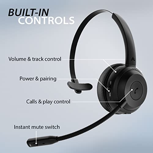 Avantalk Alto Solo - Headset mit Mikrofon Bluetooth, KopfhöRer mit Qualcomm LöSung, CVC-GeräUschunterdrüCkung füR PC, Computer, Laptop, Gaming, Ladestation, Stummschaltung, Kabelgebundene Option Bild 3