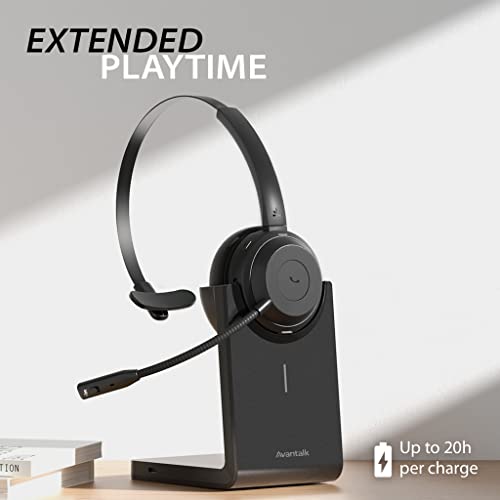 Avantalk Alto Solo - Headset mit Mikrofon Bluetooth, KopfhöRer mit Qualcomm LöSung, CVC-GeräUschunterdrüCkung füR PC, Computer, Laptop, Gaming, Ladestation, Stummschaltung, Kabelgebundene Option Bild 6