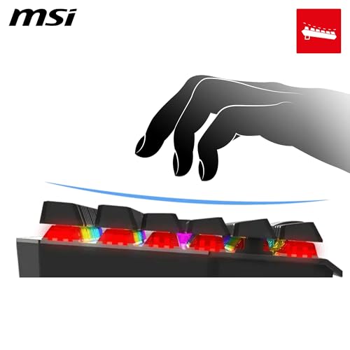 MSI Strike 600 Silent FR Gaming-Tastatur, leise – Kailh Midnight Pro Silent Touch-Schalter, ergonomische Tasten, rutschfeste Basis, RGB Mystic Light pro Taste, USB 2.0 – volle Größe Bild 4
