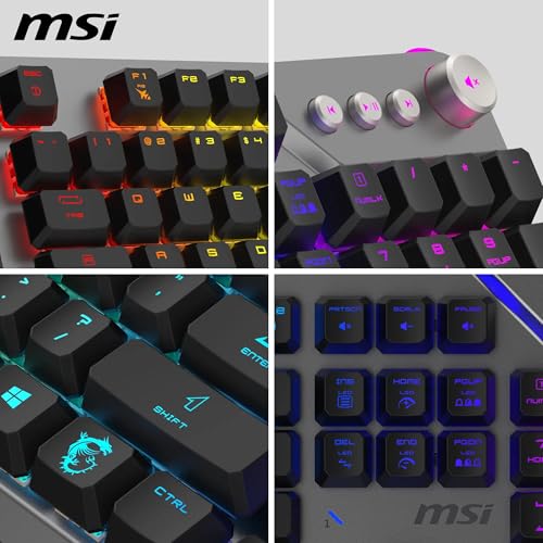 MSI Strike 600 Silent FR Gaming-Tastatur, leise – Kailh Midnight Pro Silent Touch-Schalter, ergonomische Tasten, rutschfeste Basis, RGB Mystic Light pro Taste, USB 2.0 – volle Größe Bild 6