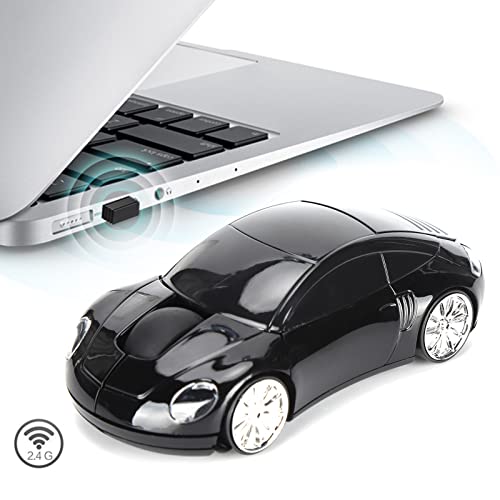 KIMISS Laptop-Maus Smart, 2,4 G Kabellos mit Gaming-Auto CarShaped Tragbarer USB-Empfänger für Bürocomputer Tablet (Schwarz) (Schwarz) Bild 3