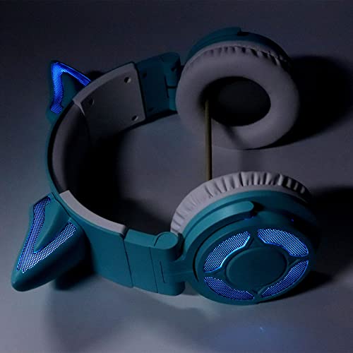 RGB Katzenohr Kopfhörer, BT 5.3 Gaming Headset, Kabelloses Rauschunterdrückungs USB C Faltbares Gaming Headset mit 7.1 Surround Sound Mikrofon Zum Hören Bild 4