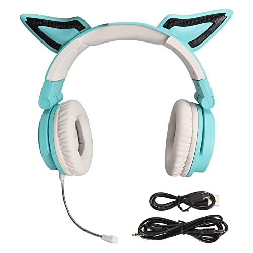 RGB Katzenohr Kopfhörer, BT 5.3 Gaming Headset, Kabelloses Rauschunterdrückungs USB C Faltbares Gaming Headset mit 7.1 Surround Sound Mikrofon Zum Hören Bild 7