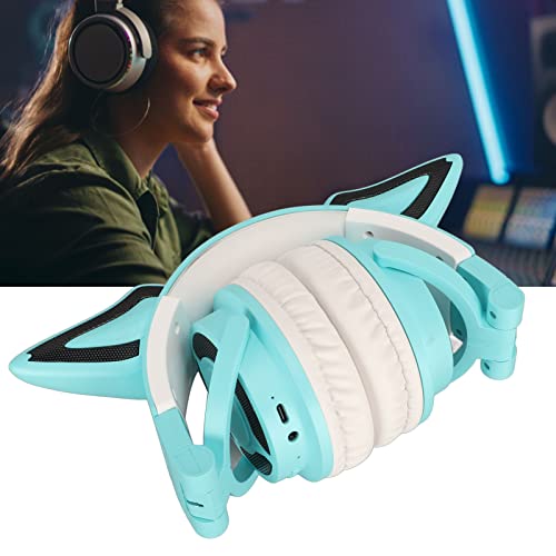 Cat Ear Headset mit Virtual 7.1 und LED-Licht, Kabelloses Bluetooth 5.3-Gaming-Headset mit Rauschunterdrückung, Faltbares Gaming-Headset Typ C mit Mikrofon Zum Zuhören Bild 4