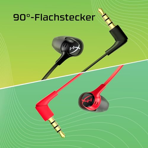 HyperX Cloud Earbuds II, Kabelgebundene Gaming-Ohrhörer, 14-mm-Treiber, Integriertes Mikrofon, 4 Ohrstöpsel-Größen, 3,5-mm-Anschluss, inkl. Hartschalenetui, für PC, Konsole, Mobilgeräten, Rot Bild 3
