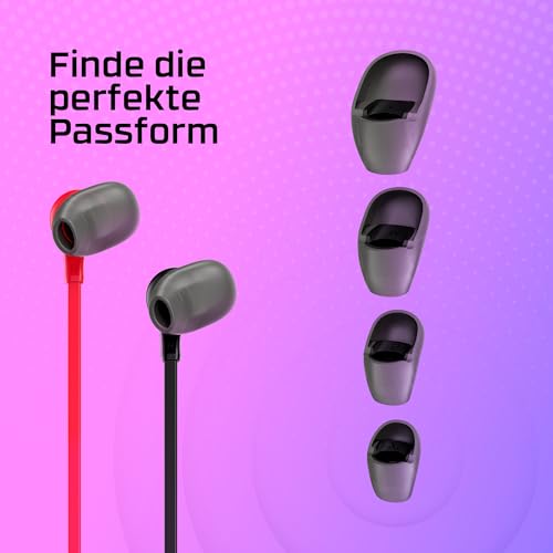 HyperX Cloud Earbuds II, Kabelgebundene Gaming-Ohrhörer, 14-mm-Treiber, Integriertes Mikrofon, 4 Ohrstöpsel-Größen, 3,5-mm-Anschluss, inkl. Hartschalenetui, für PC, Konsole, Mobilgeräten, Rot Bild 4