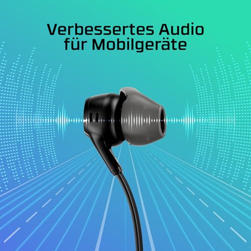HyperX Cloud Earbuds II, Kabelgebundene Gaming-Ohrhörer, 14-mm-Treiber, Integriertes Mikrofon, 4 Ohrstöpsel-Größen, 3,5-mm-Anschluss, inkl. Hartschalenetui, für PC, Konsole, Mobilgeräten, Rot Bild 5