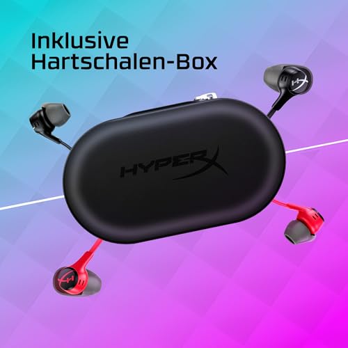 HyperX Cloud Earbuds II, Kabelgebundene Gaming-Ohrhörer, 14-mm-Treiber, Integriertes Mikrofon, 4 Ohrstöpsel-Größen, 3,5-mm-Anschluss, inkl. Hartschalenetui, für PC, Konsole, Mobilgeräten, Rot Bild 7