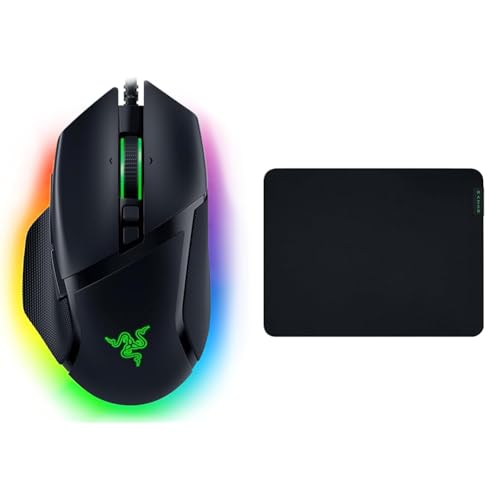 Razer Basilisk V3 - Kabelgebundene, anpassbare Gaming Maus mit Chroma RGB für PC/Mac Schwarz & Gigantus V2 Medium - Weiches Gaming-Mauspad für schnelle Spielstile, 360 x 275 x 3mm - Schwarz Bild 1