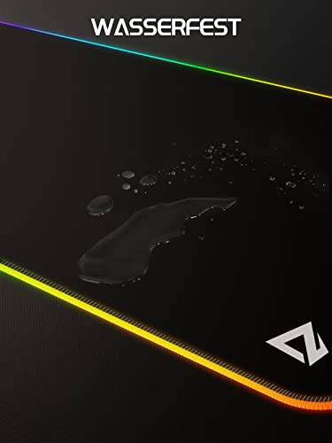 RGB Gaming Mauspad XXL (900x400x4mm), wasserdichte Schreibtischunterlage mit 11 LED-Lichteffekten, rutschfeste Gummibasis, Großes Mouse Pad für PC, Laptop, Tastatur und Büro Bild 4