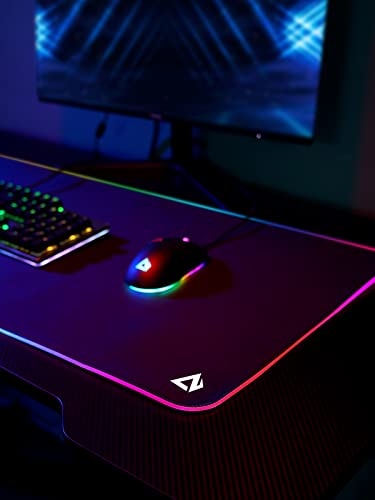 RGB Gaming Mauspad XXL (900x400x4mm), wasserdichte Schreibtischunterlage mit 11 LED-Lichteffekten, rutschfeste Gummibasis, Großes Mouse Pad für PC, Laptop, Tastatur und Büro Bild 7