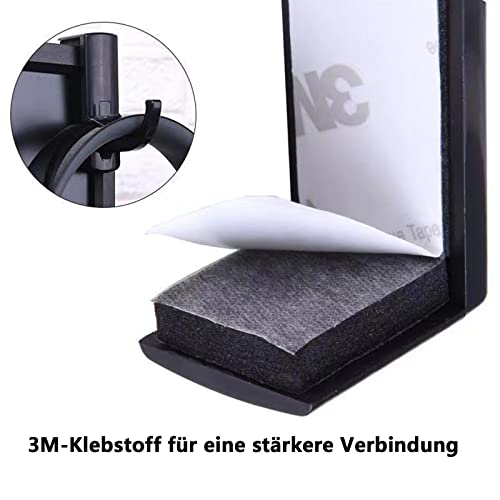 Kopfhörerhalter 6 Stück, Schwarz, Weiß, ABS und 3M doppelseitig selbstklebend, Headset Halter Monitor, Ständer mit Stick-on Haken, für alle Kopfhörer, Selbstklebend Bild 4