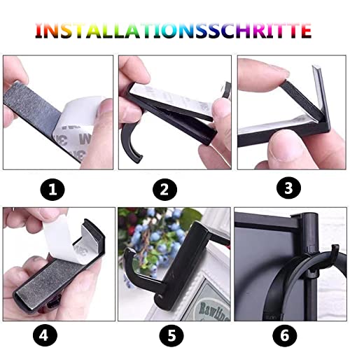 Kopfhörerhalter 6 Stück, Schwarz, Weiß, ABS und 3M doppelseitig selbstklebend, Headset Halter Monitor, Ständer mit Stick-on Haken, für alle Kopfhörer, Selbstklebend Bild 5