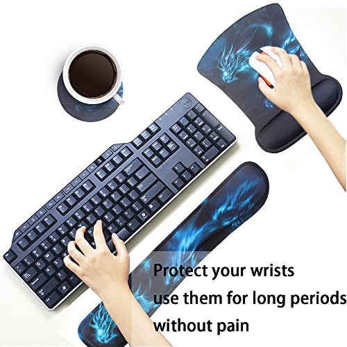 Mauspad mit Handauflage, Mauspad mit Gelkissen und Ergonomische Memory Foam Tastatur Handgelenkauflage Set Mit Untersetzer, Wasserdicht Mausunterlage für Computer und Laptop Bild 2