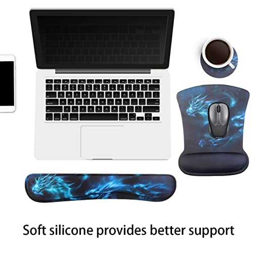 Mauspad mit Handauflage, Mauspad mit Gelkissen und Ergonomische Memory Foam Tastatur Handgelenkauflage Set Mit Untersetzer, Wasserdicht Mausunterlage für Computer und Laptop Bild 3