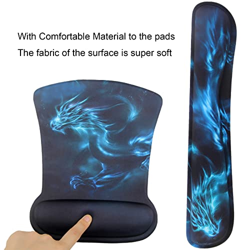 Mauspad mit Handauflage, Mauspad mit Gelkissen und Ergonomische Memory Foam Tastatur Handgelenkauflage Set Mit Untersetzer, Wasserdicht Mausunterlage für Computer und Laptop Bild 4