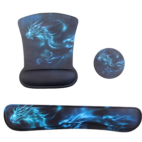 Mauspad mit Handauflage, Mauspad mit Gelkissen und Ergonomische Memory Foam Tastatur Handgelenkauflage Set Mit Untersetzer, Wasserdicht Mausunterlage für Computer und Laptop Bild 6
