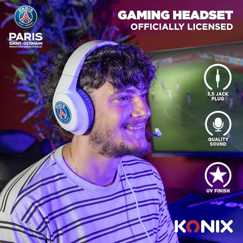 Konix PSG Kabelgebundenes Over-Ear-Gaming-Headset PC, PS5, Switch 2 und Xbox Series X|S - 45°-Mikrofon - 1,5 m Kabel - Weiß und Blau Bild 4