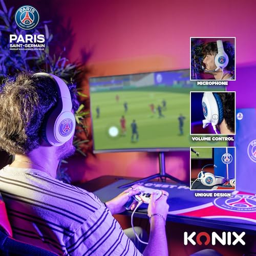 Konix PSG Kabelgebundenes Over-Ear-Gaming-Headset PC, PS5, Switch 2 und Xbox Series X|S - 45°-Mikrofon - 1,5 m Kabel - Weiß und Blau Bild 5