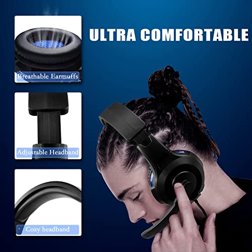 Joso Gaming-Headset für PS5 PS4, 3,5 mm kabelgebundenes Online-Gaming-Headsets mit Mikrofon für Xbox One/Xbox Series X/S/PS5 4/PS4 Pro/PS4/N-Switch/Lite/Steam Deck/Laptop/Smartphone/Office Business Bild 2