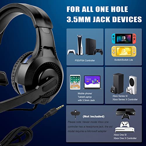 Joso Gaming-Headset für PS5 PS4, 3,5 mm kabelgebundenes Online-Gaming-Headsets mit Mikrofon für Xbox One/Xbox Series X/S/PS5 4/PS4 Pro/PS4/N-Switch/Lite/Steam Deck/Laptop/Smartphone/Office Business Bild 4