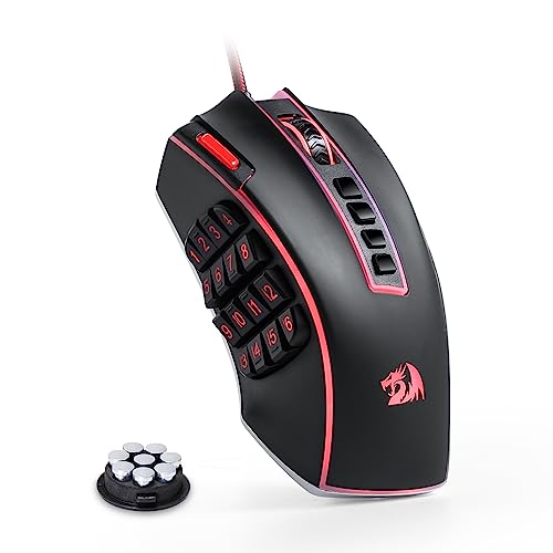 Redragon M990 MMO Gaming Maus, 32000 DPI Hochpräzise kabelgebundene RGB Maus mit 23 programmierbaren Tasten, 16 seitlichen Makrotasten, Softwareunterstützung, Aluminiumbasis Bild 1