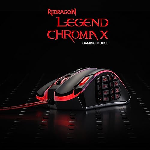 Redragon M990 MMO Gaming Maus, 32000 DPI Hochpräzise kabelgebundene RGB Maus mit 23 programmierbaren Tasten, 16 seitlichen Makrotasten, Softwareunterstützung, Aluminiumbasis Bild 2