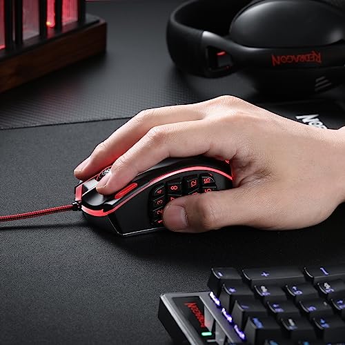 Redragon M990 MMO Gaming Maus, 32000 DPI Hochpräzise kabelgebundene RGB Maus mit 23 programmierbaren Tasten, 16 seitlichen Makrotasten, Softwareunterstützung, Aluminiumbasis Bild 7