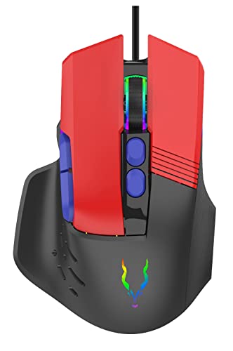 Econo EliteForce 9D Gaming-Maus, kabelgebunden, USB-Gaming-Maus mit optischer Maus, Schaltern, 8 programmierbare Tasten, einstellbare RGB-Modi, 12000 Dpi, für PC/Mac/Laptop, Gamer, Abfragerate 1000 Hz Bild 1