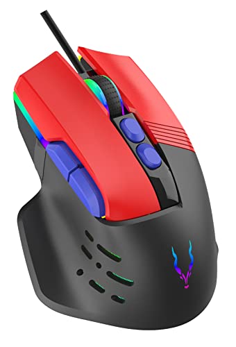 Econo EliteForce 9D Gaming-Maus, kabelgebunden, USB-Gaming-Maus mit optischer Maus, Schaltern, 8 programmierbare Tasten, einstellbare RGB-Modi, 12000 Dpi, für PC/Mac/Laptop, Gamer, Abfragerate 1000 Hz Bild 2