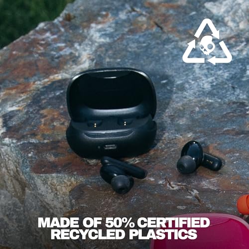 Skullcandy Smokin' Buds In-Ear Wireless-Kopfhörer, 20 Std. Akkulaufzeit, 50% nachhaltiger Kunststoff, Mikro, kompatibel mit iPhone, Android und Bluetooth-Geräten - Schwarz Bild 2