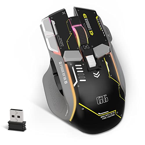 G6 Tri-Mode-Maus, kabelgebundene 2,4-G-Bluetooth-Maus Typ C mit 11 RGB-Hintergrundbeleuchtung, mechanische Gaming-Maus mit 10 Tasten und Feuertaste, Einstellbarer DPI, Windows Bild 1