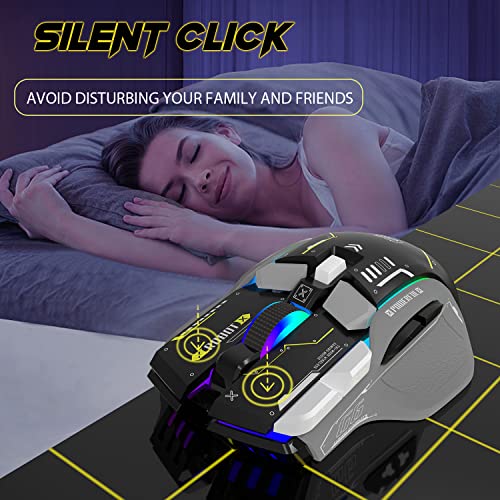 G6 Tri-Mode-Maus, kabelgebundene 2,4-G-Bluetooth-Maus Typ C mit 11 RGB-Hintergrundbeleuchtung, mechanische Gaming-Maus mit 10 Tasten und Feuertaste, Einstellbarer DPI, Windows Bild 5