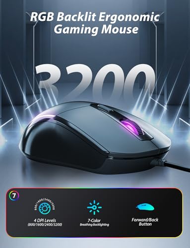 Mechanische Gaming-Tastatur und -Maus, 98 Tasten, LED-Hintergrundbeleuchtung, grauer schwimmender Tastenkappe, roter Schalter, ergonomische RGB-Gaming-Maus mit Mauspad-Kombination, Anti-Ghost-Tastatur Bild 4
