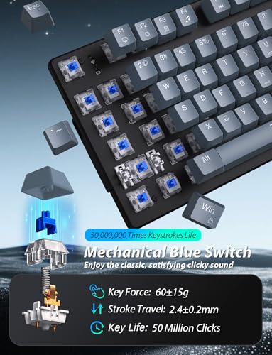 Mechanische Gaming-Tastatur und -Maus, 98 Tasten, LED-Hintergrundbeleuchtung, grauer schwimmender Tastenkappe, roter Schalter, ergonomische RGB-Gaming-Maus mit Mauspad-Kombination, Anti-Ghost-Tastatur Bild 5