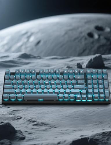 Mechanische Gaming-Tastatur und -Maus, 98 Tasten, LED-Hintergrundbeleuchtung, grauer schwimmender Tastenkappe, roter Schalter, ergonomische RGB-Gaming-Maus mit Mauspad-Kombination, Anti-Ghost-Tastatur Bild 7