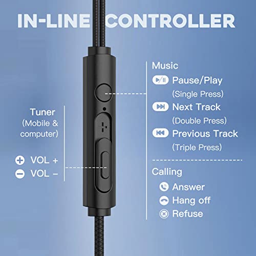 In Ear Kopfhörer, Gaming Headset mit Dual-Mikrofon, Headphones mit Kabel 3,5 mm, Lärmminderung, Stereo-Bassleistung, Gaming-Kopfhörer für Phone, PS4, PS5, Xbox, PC, Laptop (Schwarz) Bild 5