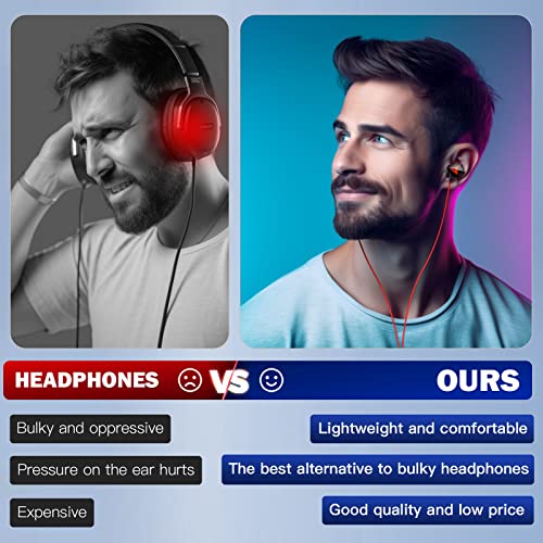 In Ear Kopfhörer, Gaming Kopfhörer mit Kabel und Mikrofon, Lärmminderung, Stereo-Bassleistung, 3,5 mm Klinkenstecker Earbuds, In-Ear Ohrhörer für Phone, MP3/MP4 Player, Computer, Tablet (Rot) Bild 6