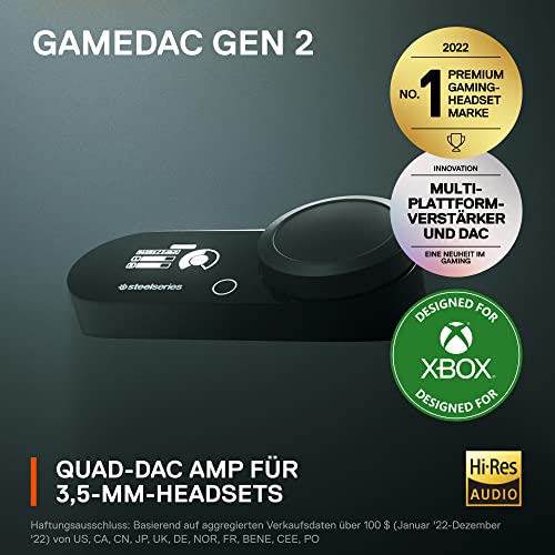 SteelSeries GameDAC Gen 2 (Xbox) Hi-Res-Audio-Verstärker – ESS Sabre Quad-DAC – KI-gestützte Geräuschunterdrückung – 360-Grad Surround-Sound– Hi-Res-Zertifizierung – PC, Xbox, PS5, PS4 Bild 2
