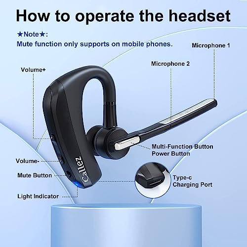 Headset Bluetooth mit CVC8.0 Dual Mikrofon Noise Cancelling, Kabellos Kopfhörer V5.0 Wireless Headset Handy für iPhone Samsung Smartphone Autofahren Business Office, Klar Chat, Super Leicht Bild 3