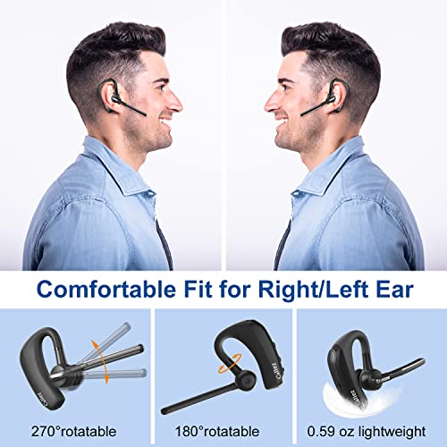 Headset Bluetooth mit CVC8.0 Dual Mikrofon Noise Cancelling, Kabellos Kopfhörer V5.0 Wireless Headset Handy für iPhone Samsung Smartphone Autofahren Business Office, Klar Chat, Super Leicht Bild 4