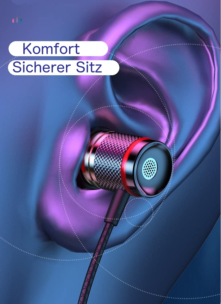 In-Ear USB-C Kopfhörer Sport Headset BASS für iPhone Huawei Samsung iPad Xiaomi Google weiß Silber mit Kabel und Mikrofon Bild 4