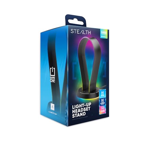 Stealth LED Light Up Gaming Headset Ständer in Schwarz für PS4, PS5, Xbox, Switch und PC - USB-betrieben mit Aufbewahrungsbasis und 12 RGB Beleuchtungsmodi Bild 1