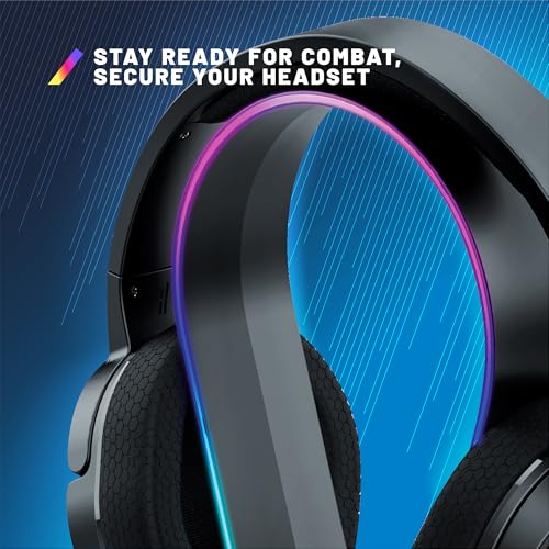 Stealth LED Light Up Gaming Headset Ständer in Schwarz für PS4, PS5, Xbox, Switch und PC - USB-betrieben mit Aufbewahrungsbasis und 12 RGB Beleuchtungsmodi Bild 3