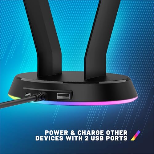 Stealth LED Light Up Gaming Headset Ständer in Schwarz für PS4, PS5, Xbox, Switch und PC - USB-betrieben mit Aufbewahrungsbasis und 12 RGB Beleuchtungsmodi Bild 5