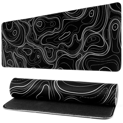 Mauspad XXL Erweiterte Große Maus Pad ,Gaming Mouse Schreibtisch Pad, 31.5x11.8inch Lange Tastatur Matte Mousepad 3mm Rutschfester Basis und genähter Rand (Schwarze Karte, Extended ) Bild 1