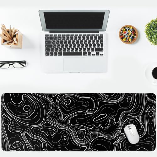 Mauspad XXL Erweiterte Große Maus Pad ,Gaming Mouse Schreibtisch Pad, 31.5x11.8inch Lange Tastatur Matte Mousepad 3mm Rutschfester Basis und genähter Rand (Schwarze Karte, Extended ) Bild 2