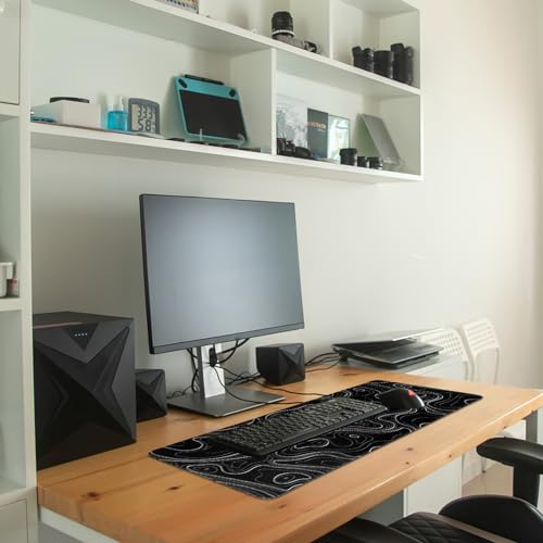 Mauspad XXL Erweiterte Große Maus Pad ,Gaming Mouse Schreibtisch Pad, 31.5x11.8inch Lange Tastatur Matte Mousepad 3mm Rutschfester Basis und genähter Rand (Schwarze Karte, Extended ) Bild 4